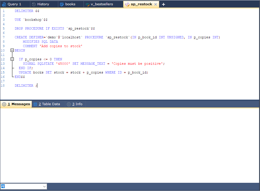 A stored procedure opened with Alter Stored Procedure in its editor tab