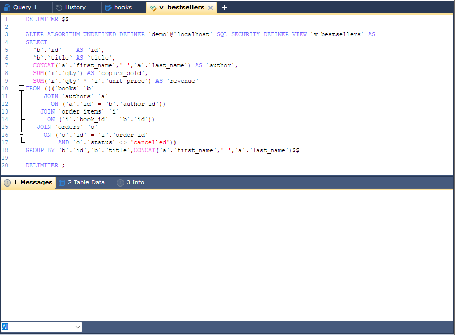 A view opened with Alter View in its editor tab